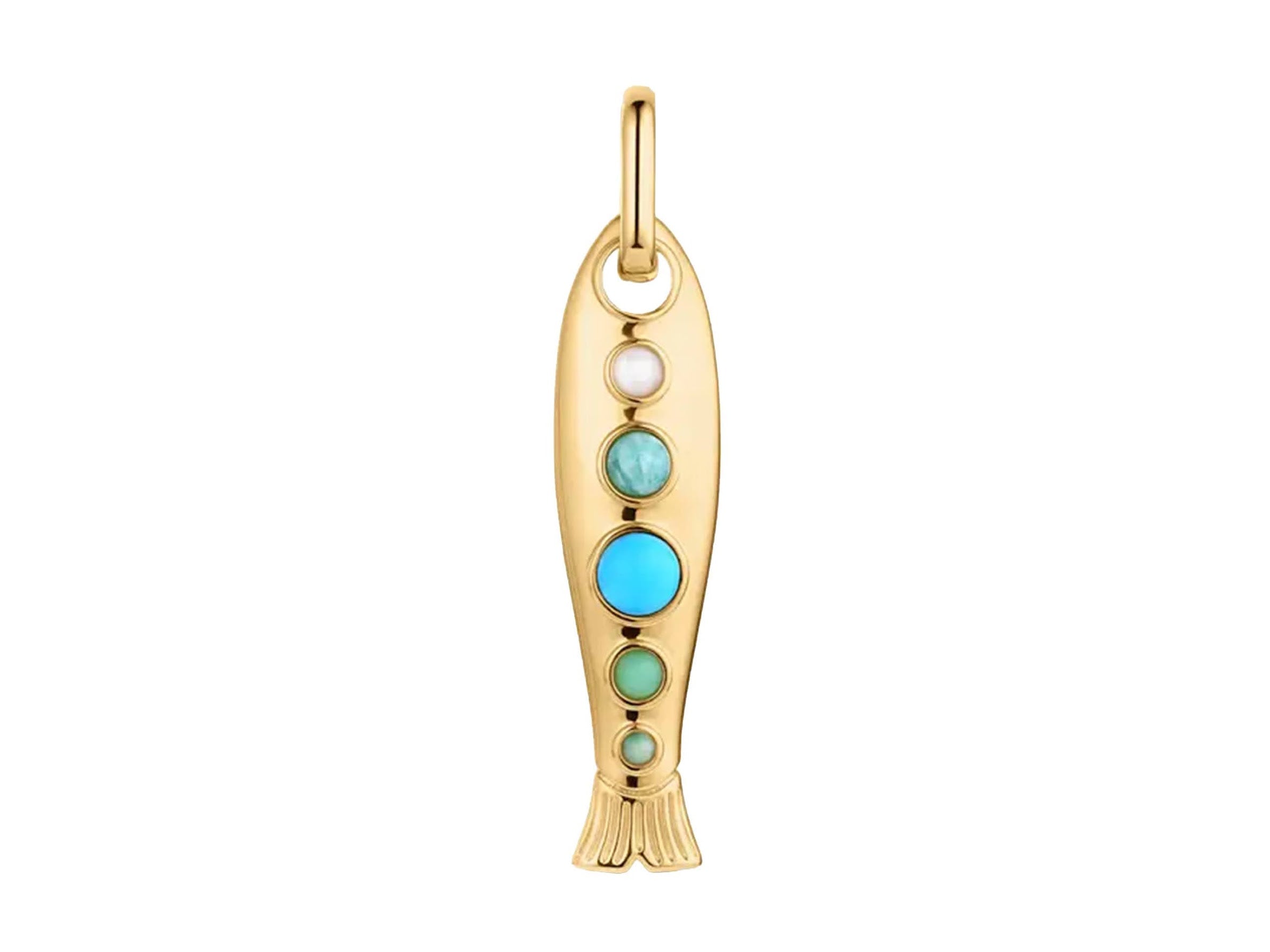 Gold Fish Charm with Gemstones