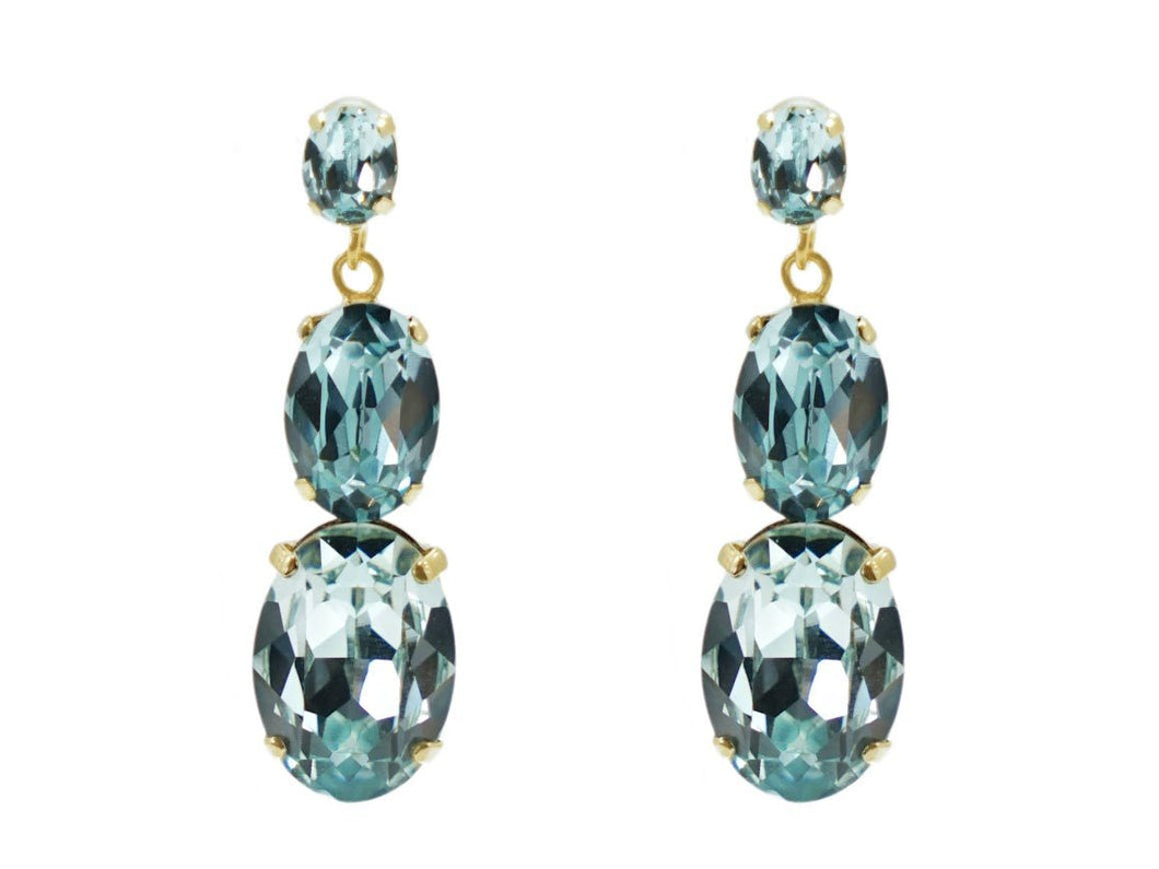 Aqua Oval Crystal Drop Earrings