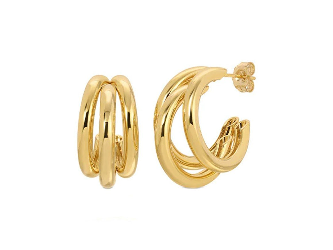 Gold Small Triple Hoop Earrings
