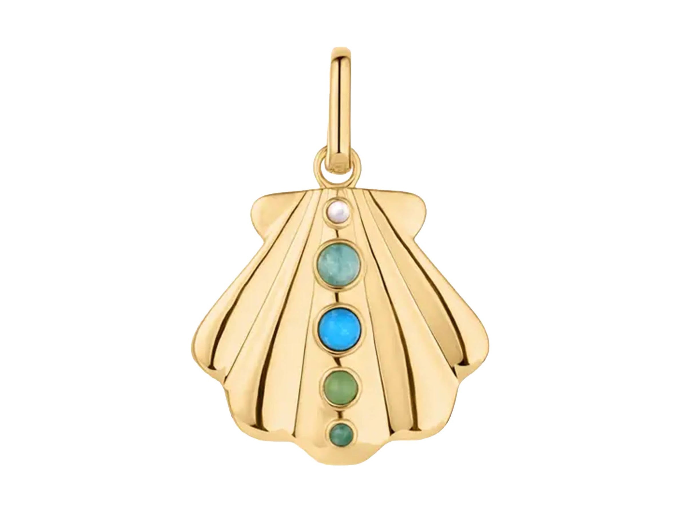 Gold Shell Charm with Gemstones