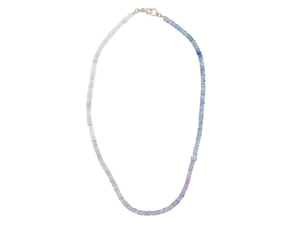 Sapphire Strand Necklace with Diamond Roundel