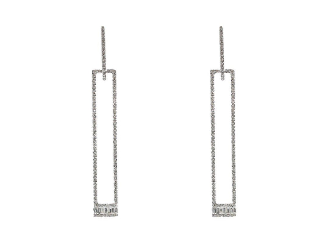 18k Open Rectangular Diamond Earrings