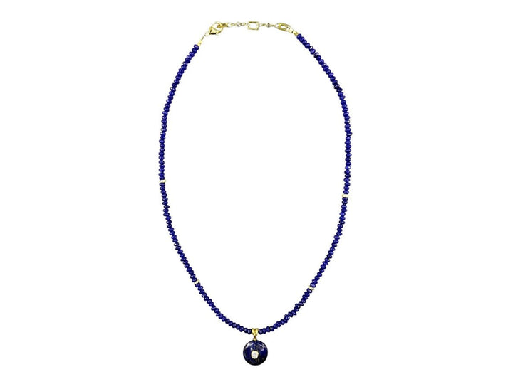 Navy Jade Charm on Navy Jade Beads Necklace
