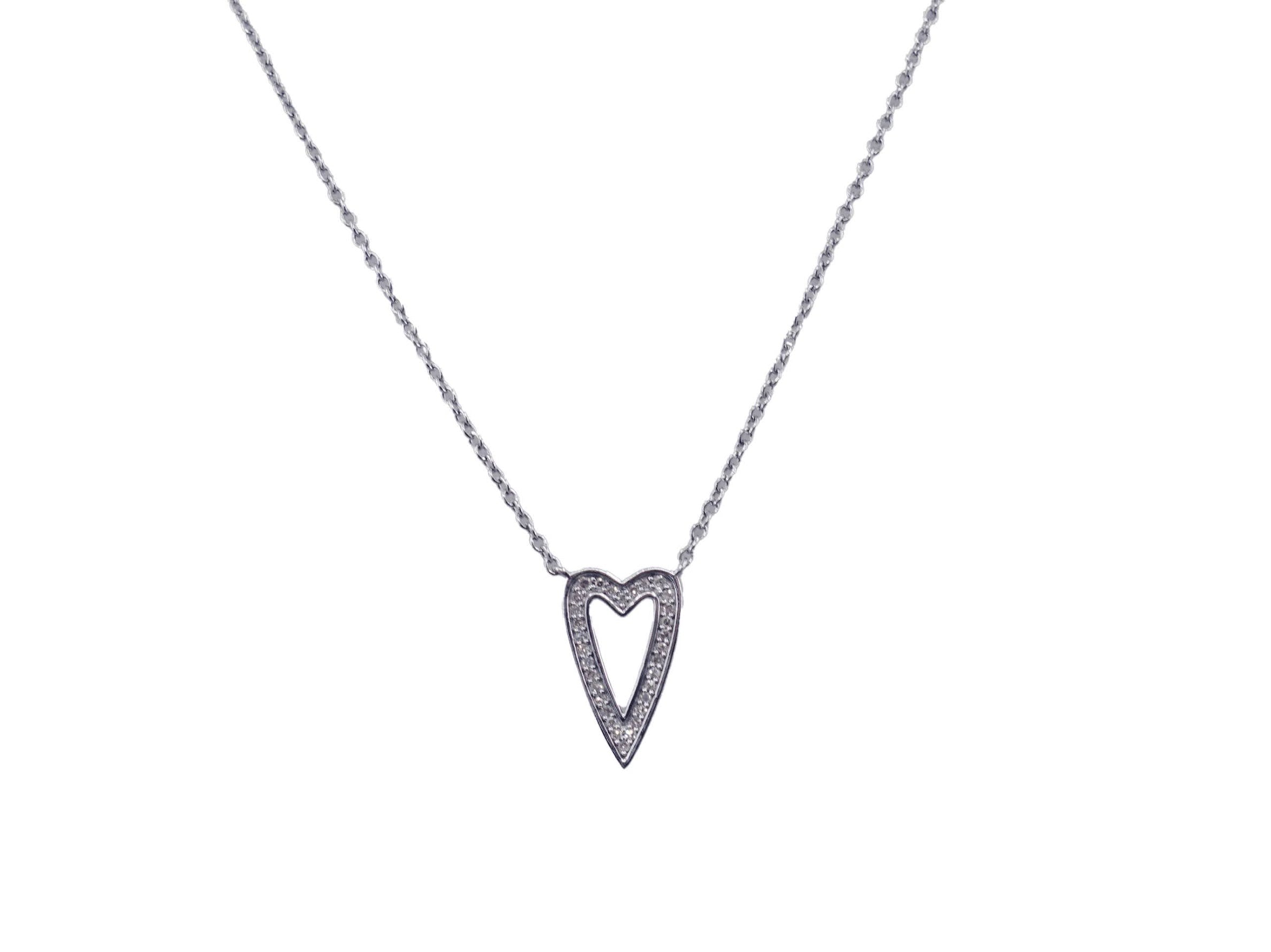 SS Open Heart Necklace with Diamonds