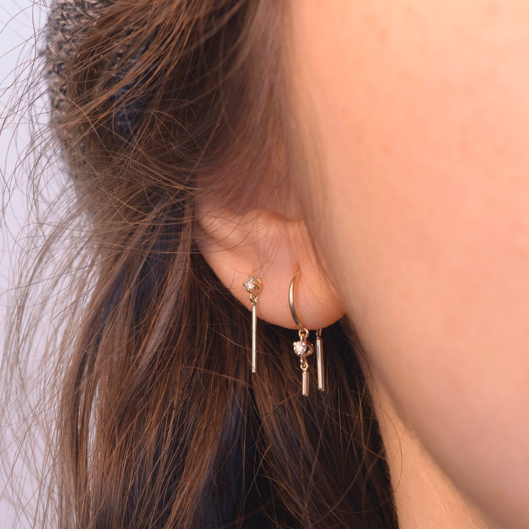 14k Diamond Stud with Dangler