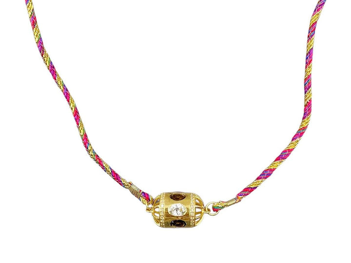 Gold, Tourmaline, and Diamond Charm Necklace