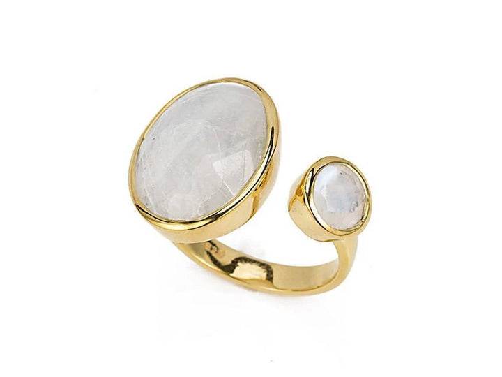 Double Moonstone Adjustable Ring