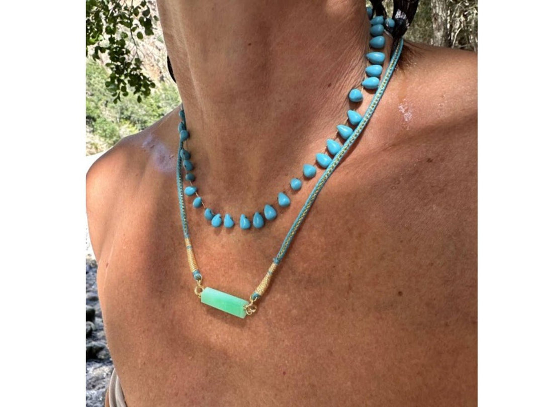 Turquoise Teardrop Beaded Necklace