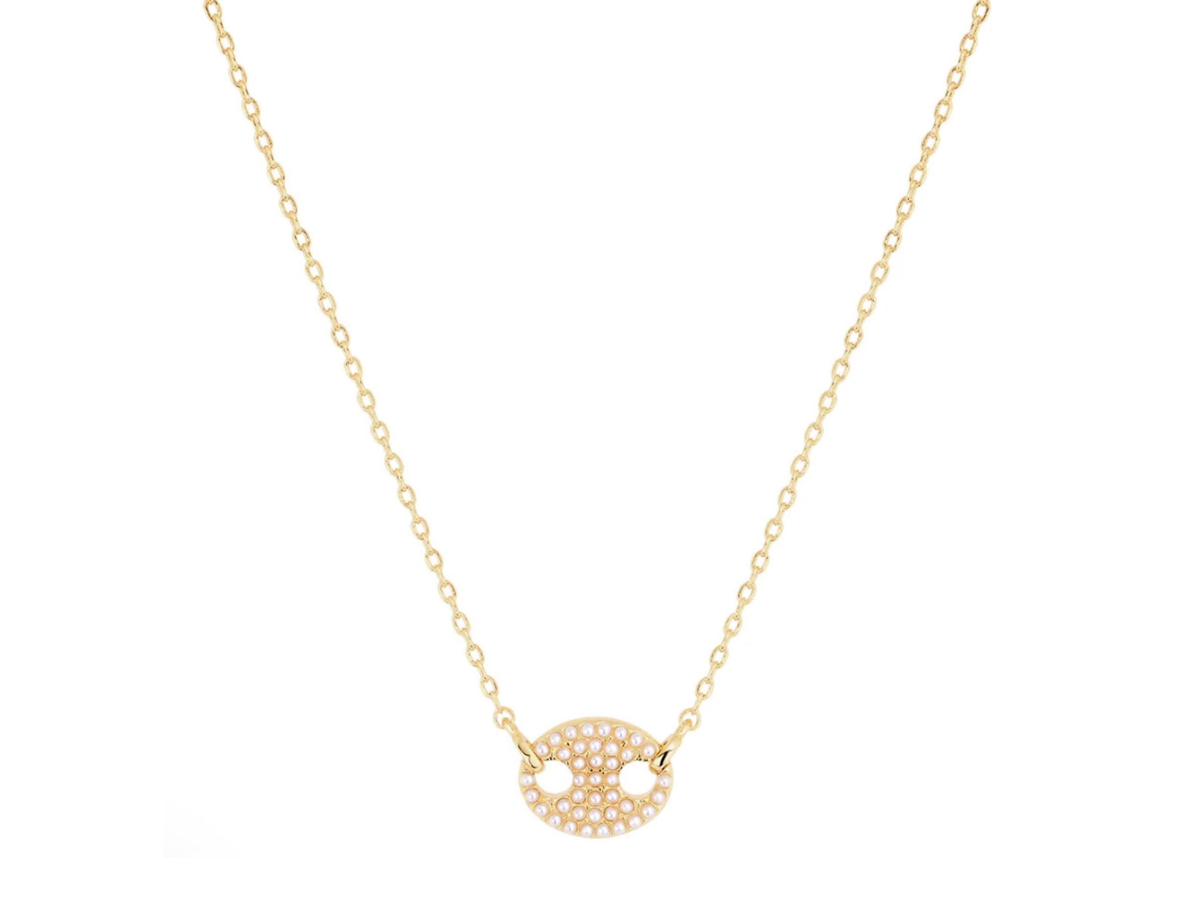 CZ Mariner Link Charm Necklace