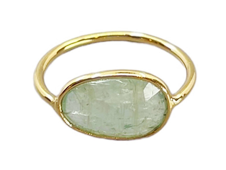 Oval Green Kyanite Faceted Ring