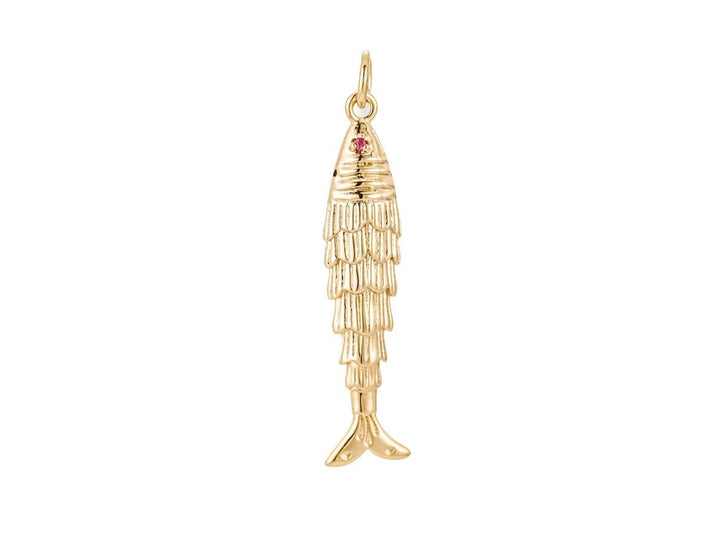 Gold Textured Fish Charm with CZ
