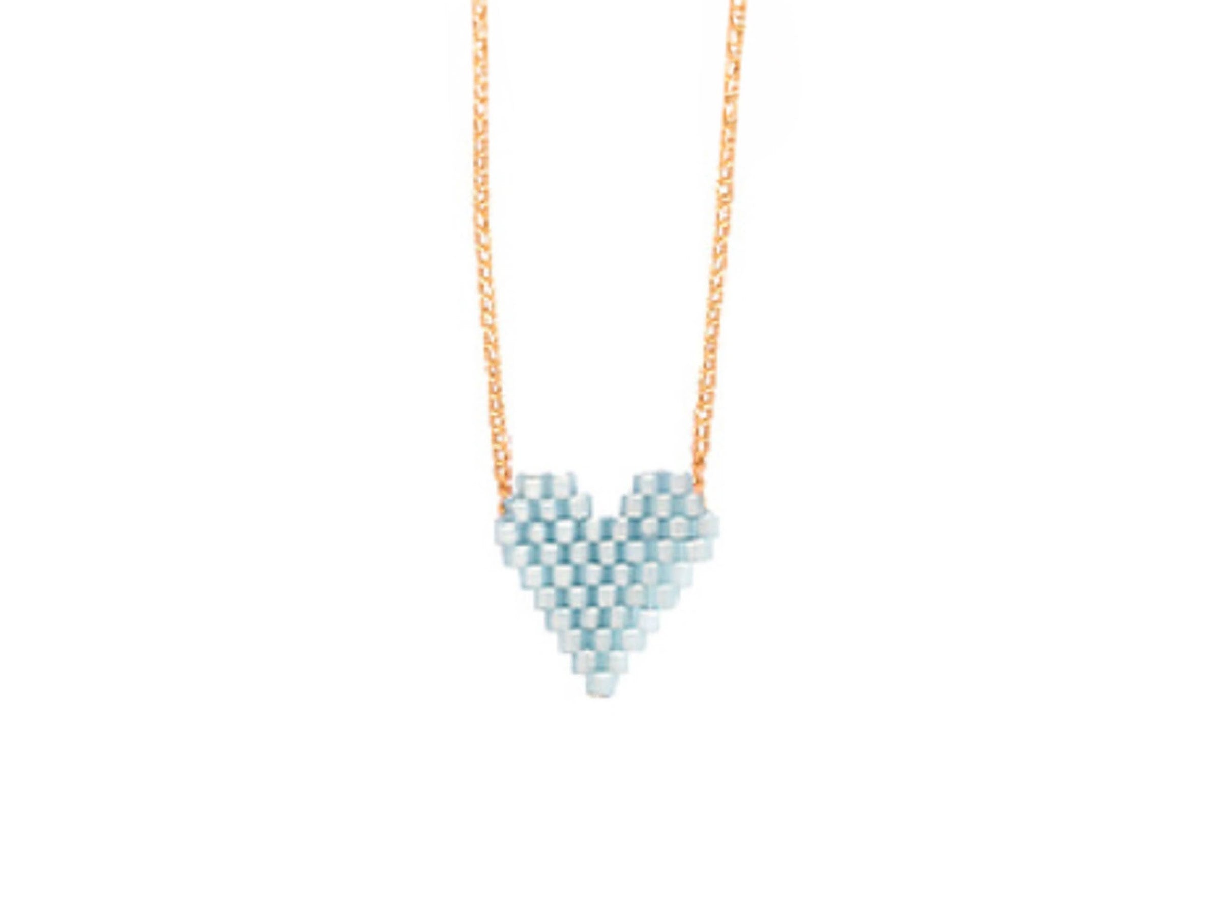 Blue Beaded Heart Necklace