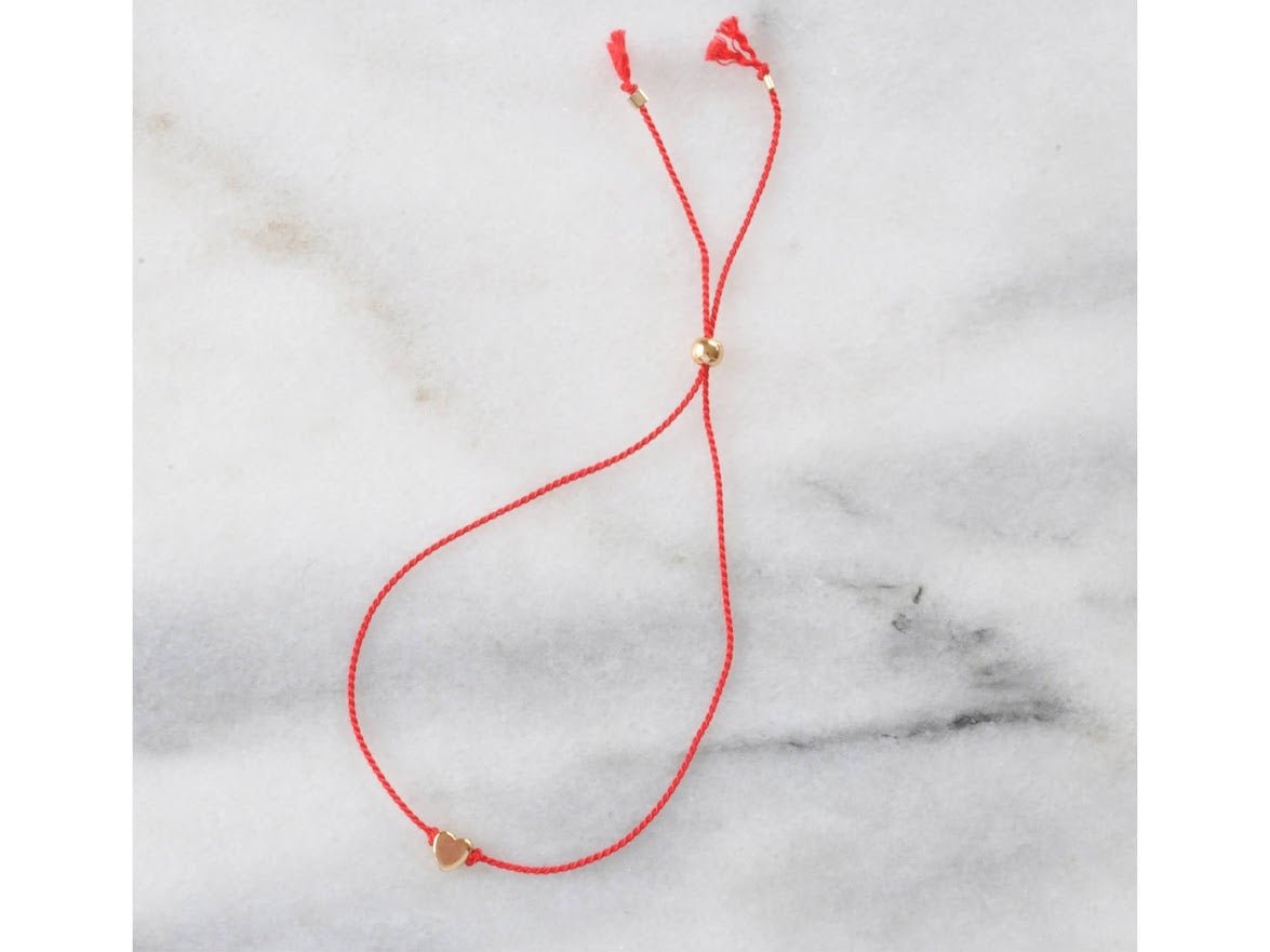 Red Cord with Heart Bracelet.