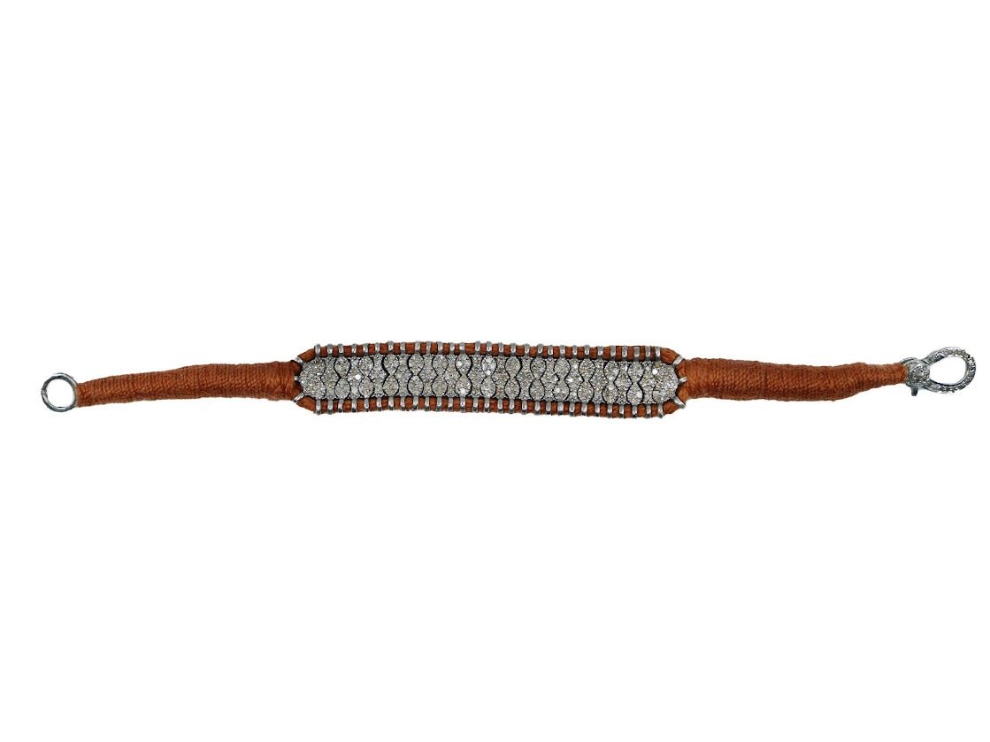 SS Handmade Brown  Macrame Diamond Bracelet