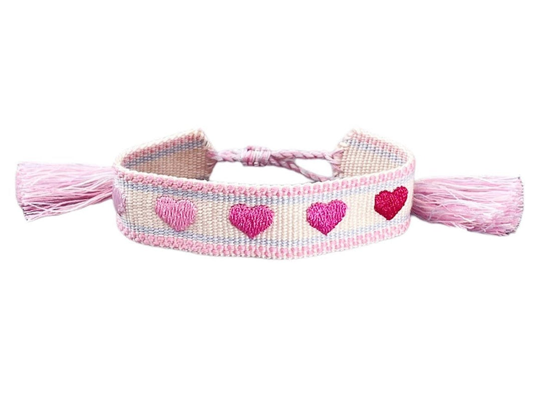 Pink Gradient Hearts Woven Bracelet