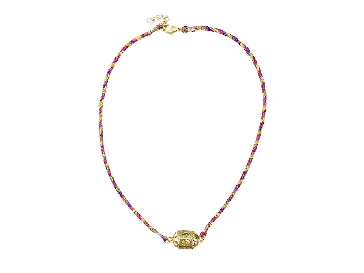 Gold, Citrine, and Diamond Charm Necklace