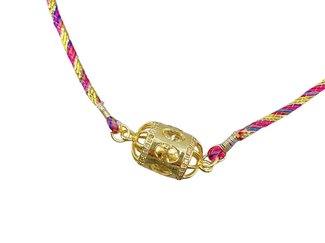 Gold, Citrine, and Diamond Charm Necklace
