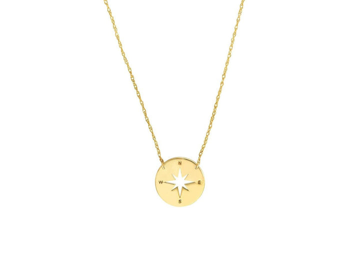 14k Mini Compass Charm Necklace