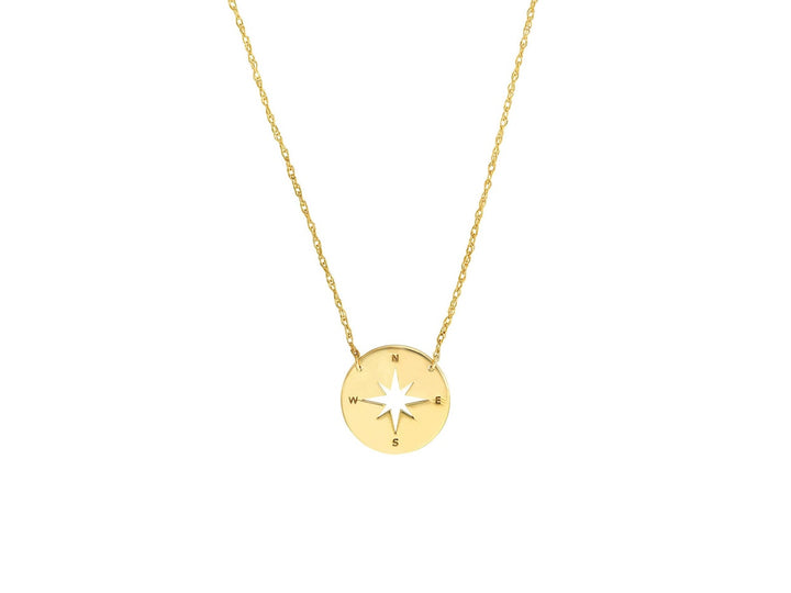 14k Mini Compass Charm Necklace