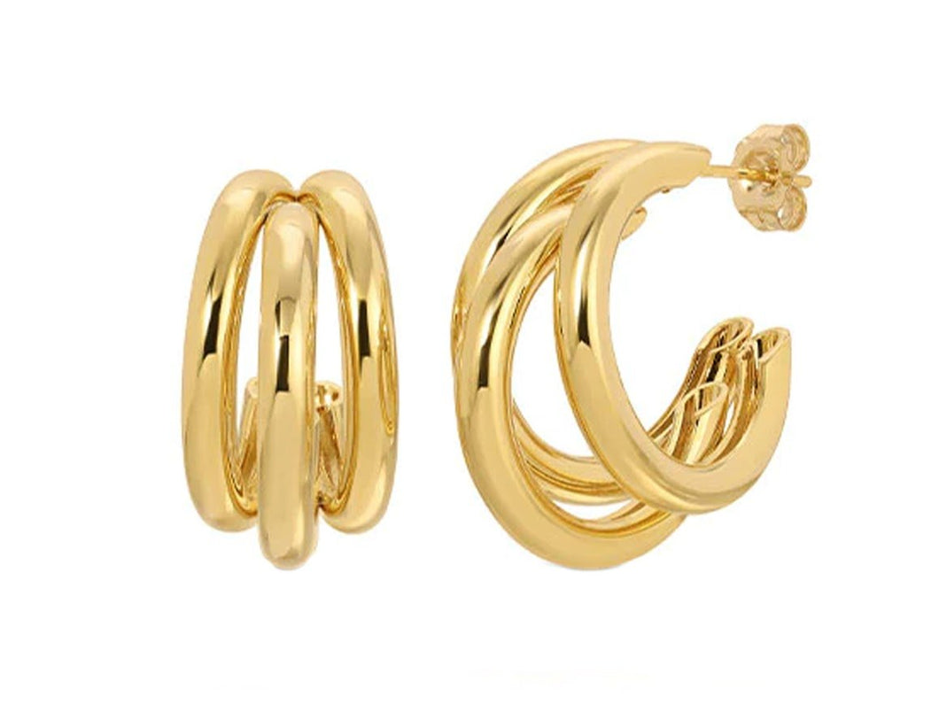 Gold Large Triple Hoop Earrings