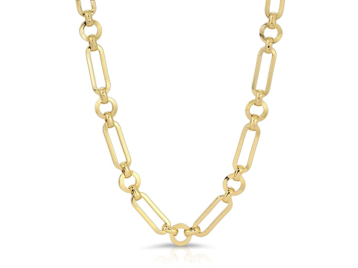 Gold Thick Chain with Round and Rectangular Links