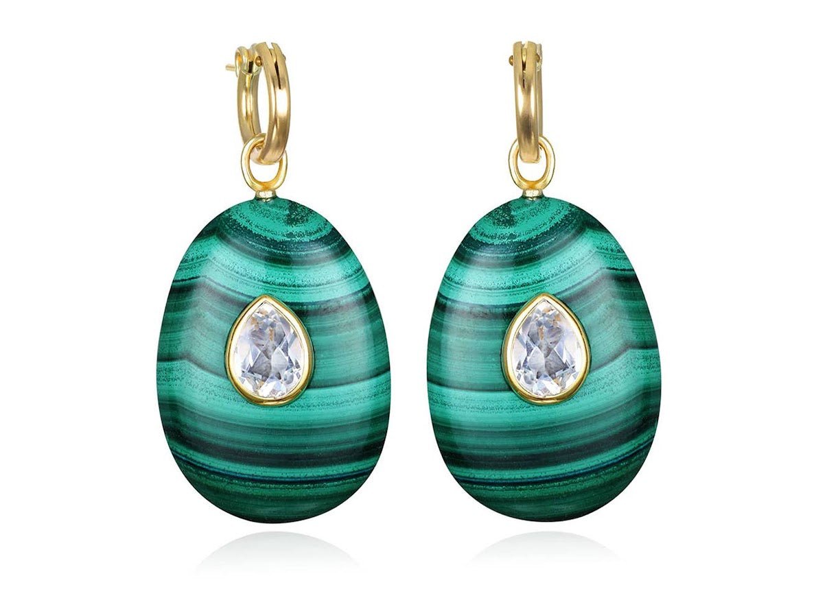 Malachite and Topaz Drop Earrings