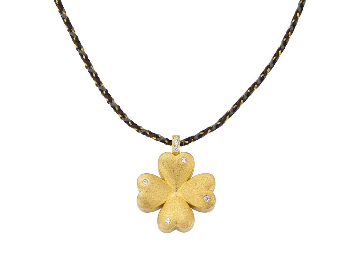 Gold Clover Charm Necklace.