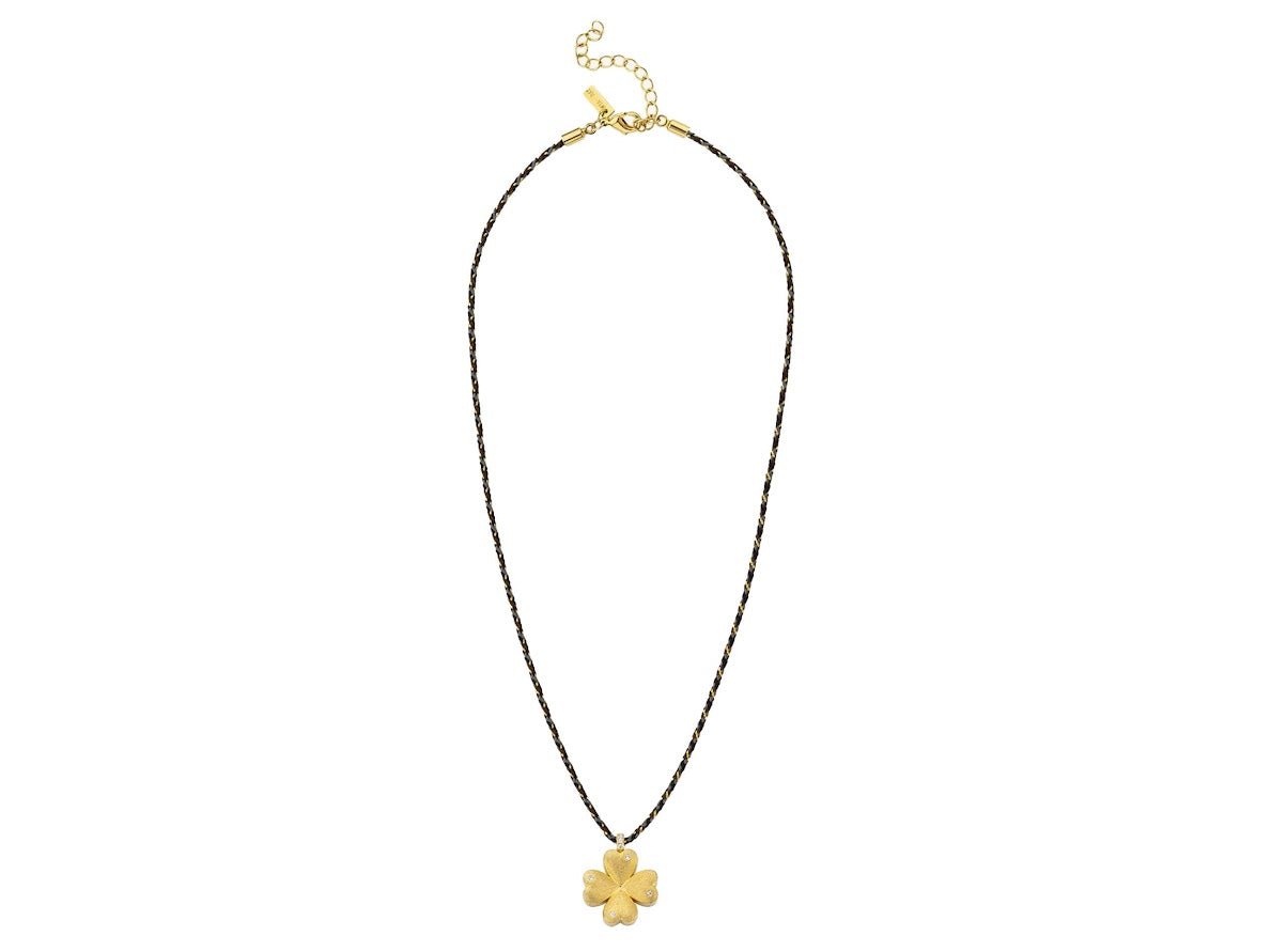Gold Clover Charm Necklace.
