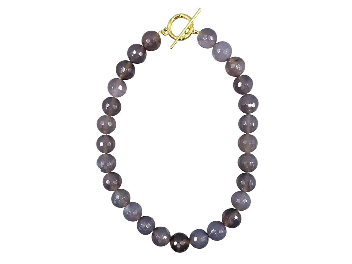 Gray Agate Gumball Necklace