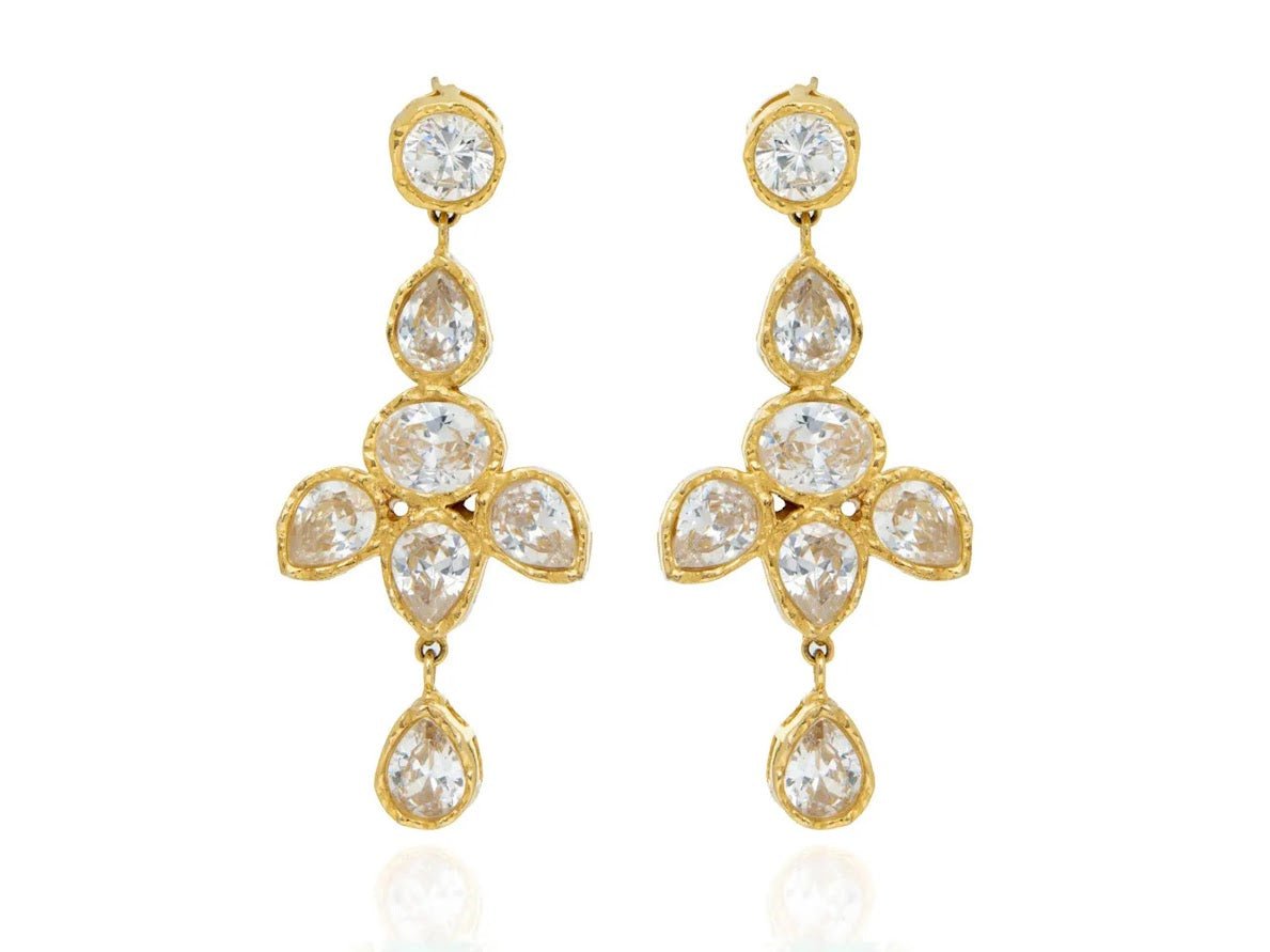 Gold Bezel-Set CZ Chandelier Earrings