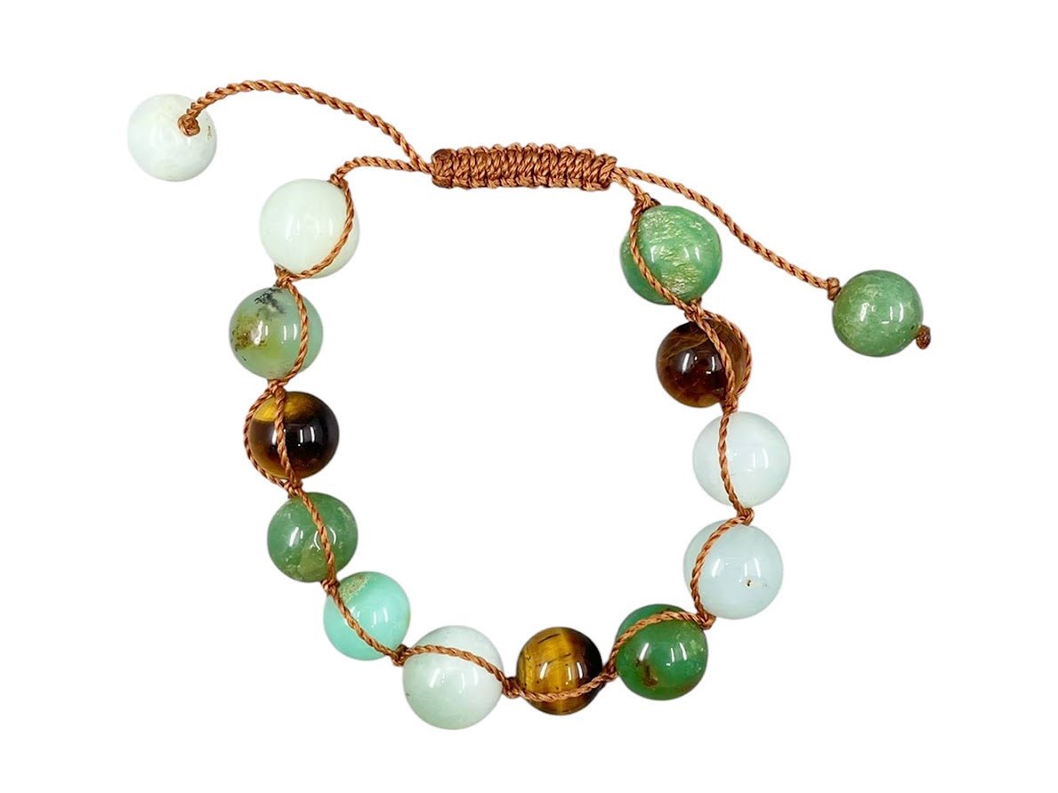 Amazonite, Tiger Eye, Malachite, and Quartz Bracelet