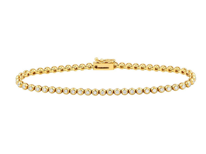 14k Bezel Set Diamond Tennis Bracelet