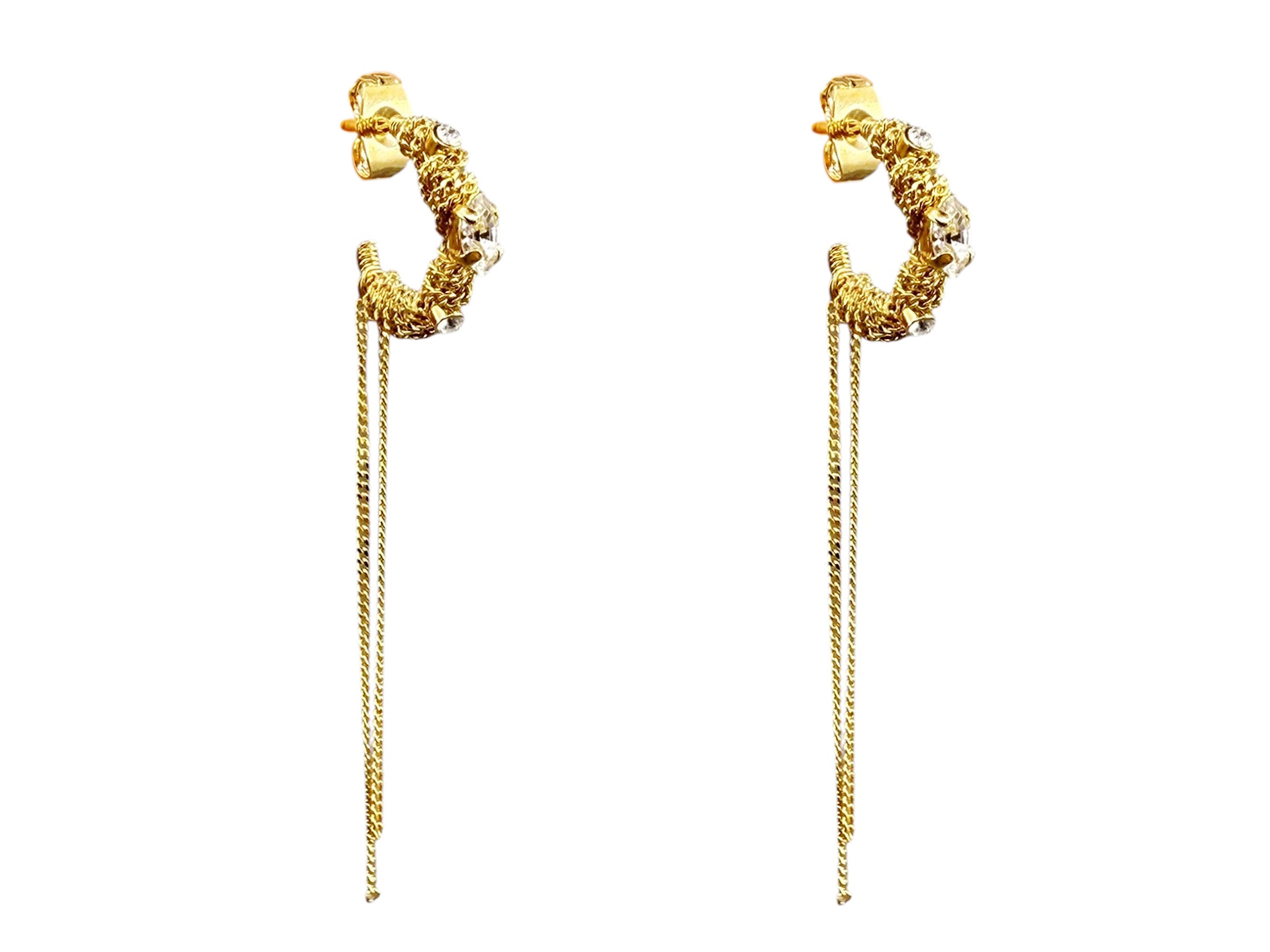 Gold Chain Drop Hoop Earrings