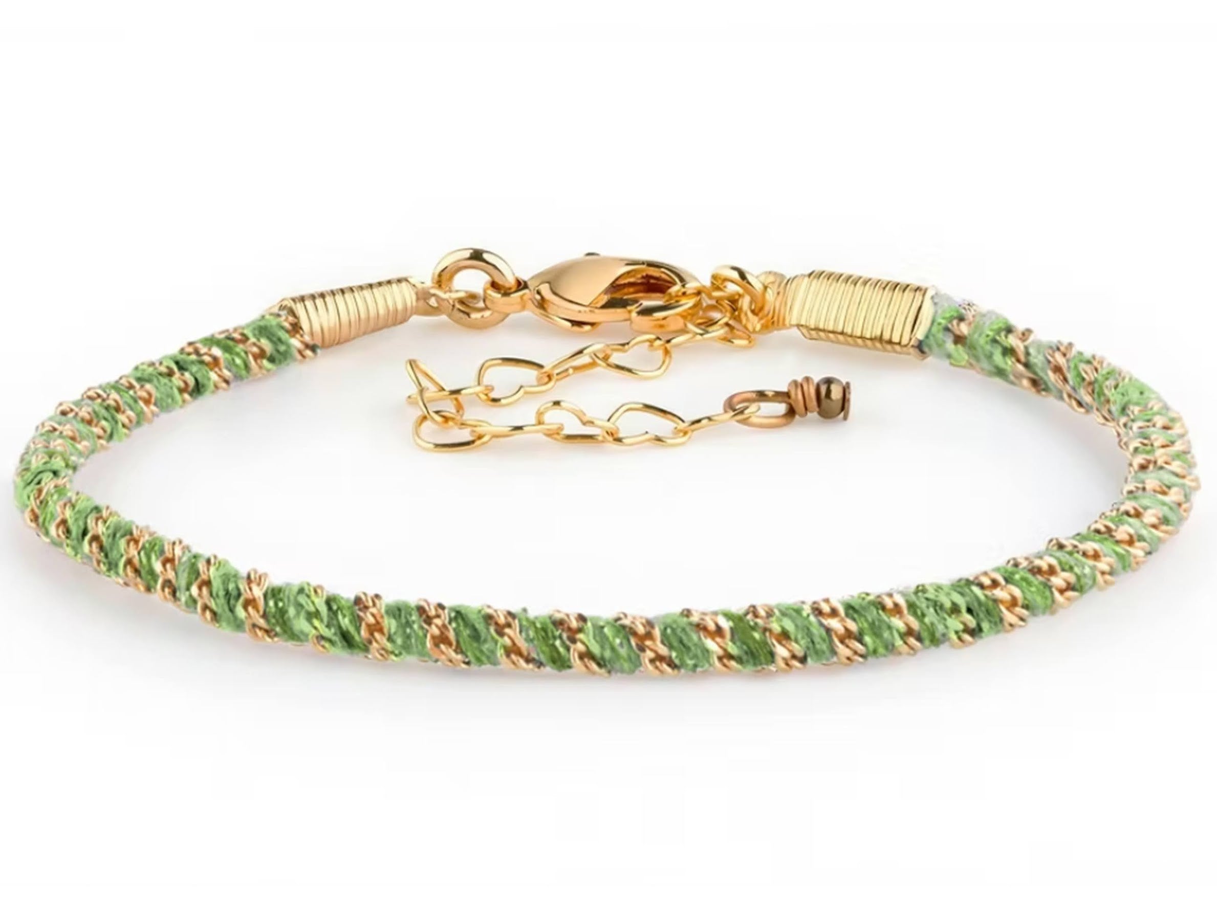 Light Green Thread and Chain Woven Bracelet