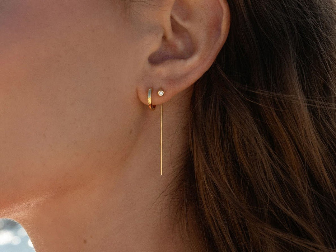 Gold Threader Earrings with CZs