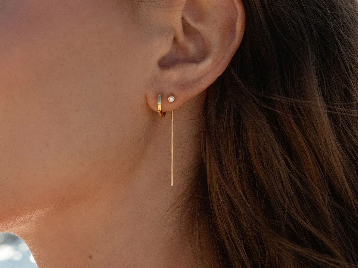 Gold Threader Earrings with CZs