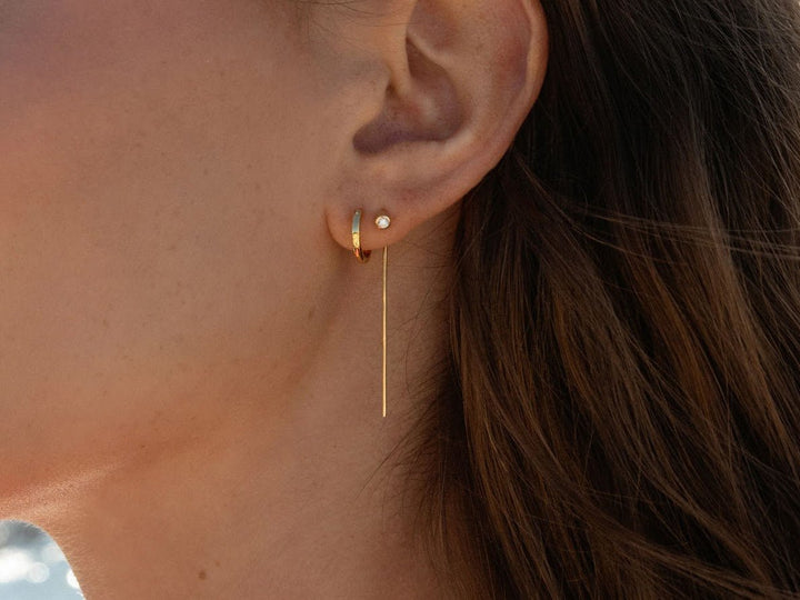 Gold Threader Earrings with CZs