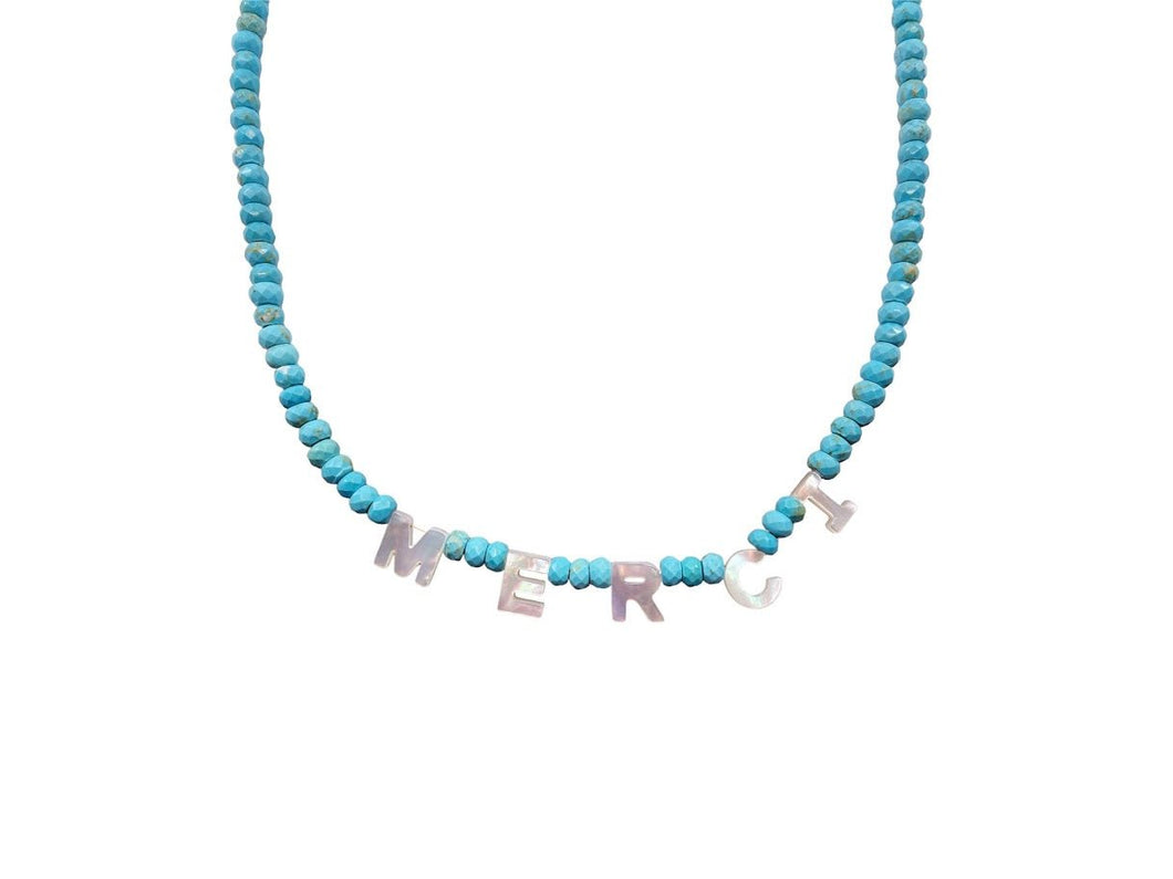 Turquoise Howlite Necklace with MOP MERCI