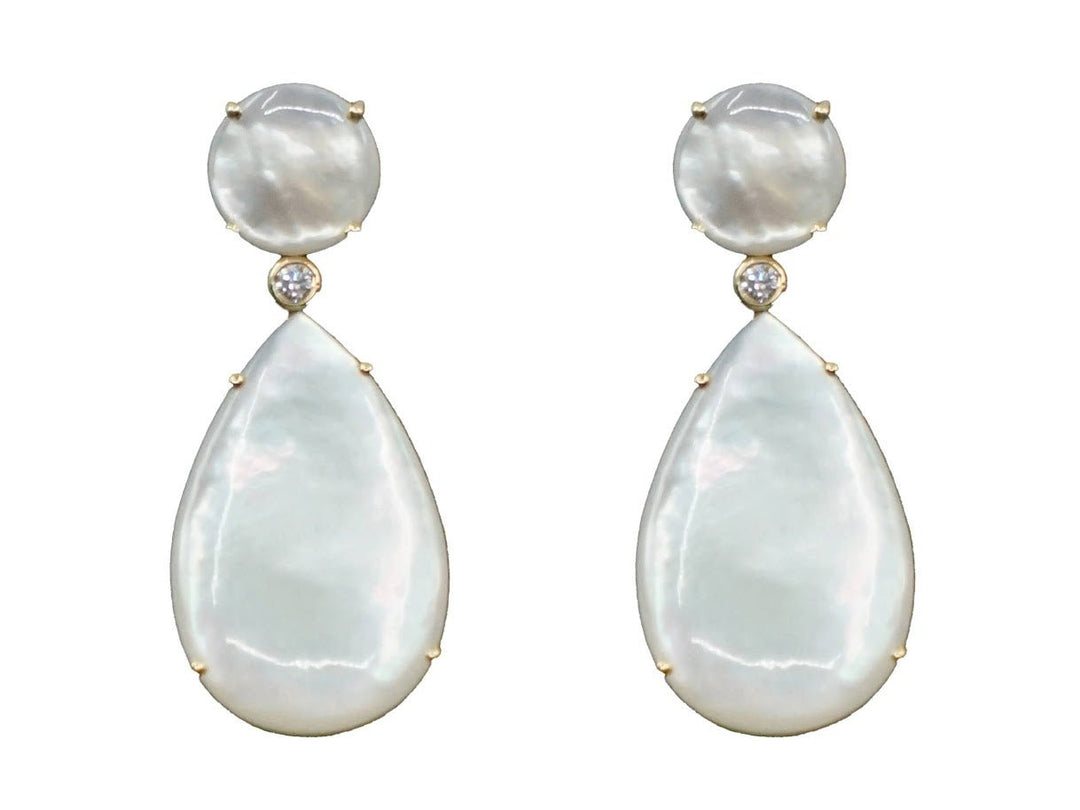 18k Mother of Pearl and Diamond Drop Earrings