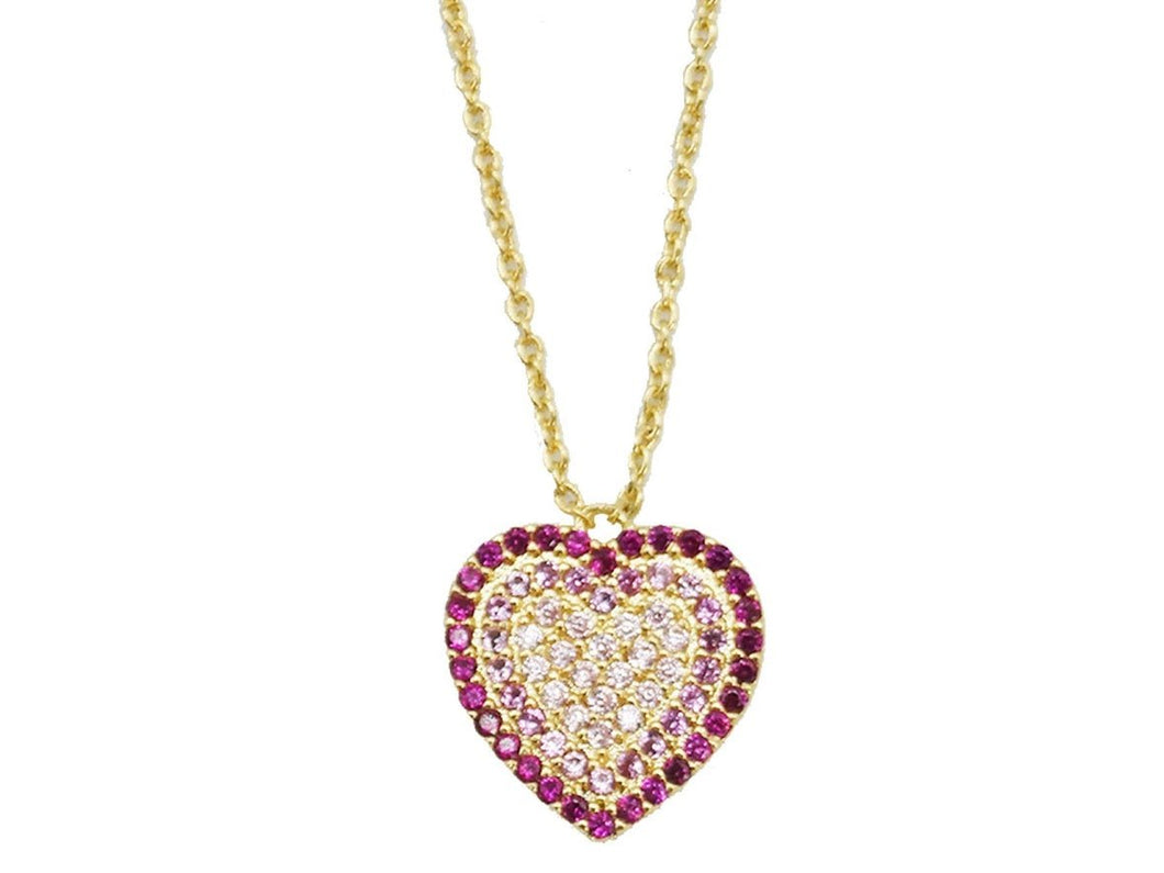Red CZ Pave Heart Necklace