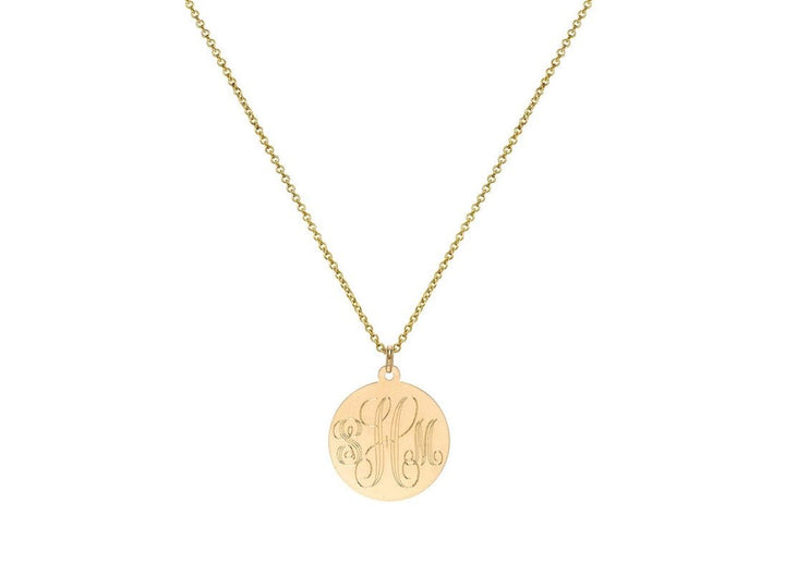 14k Gold Monogram Disc Pendant Necklace