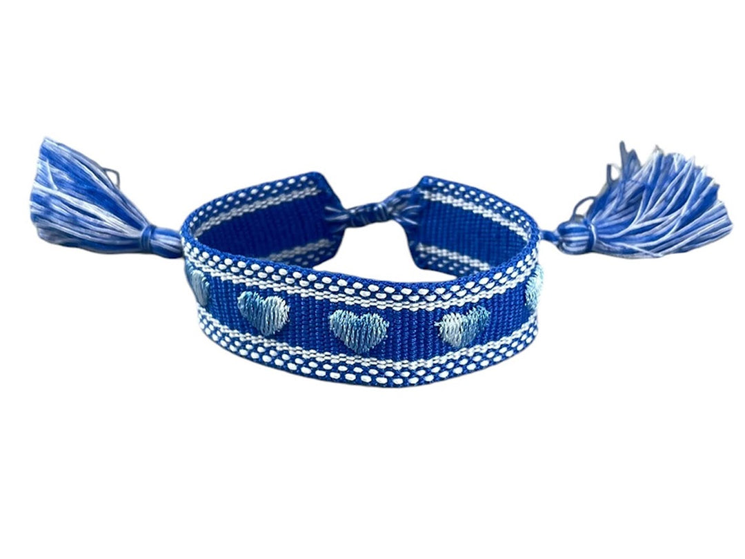 Blue Gradient Hearts Woven Bracelet