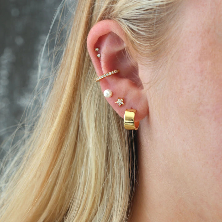 Gold Tiny Star Stud Earrings with CZs