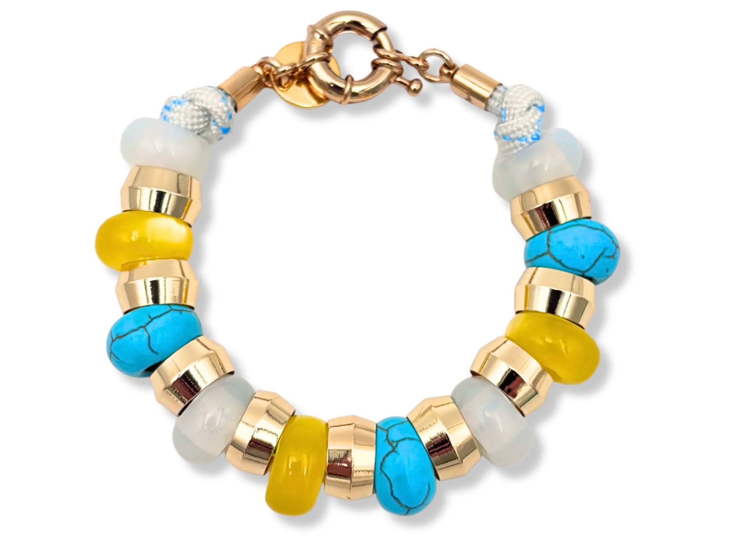Turquoise, Opalite, and Gold Spacer Paracord Bracelet