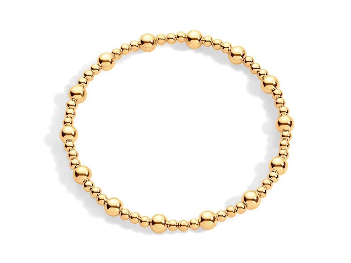 3mm and 5mm Gold Bead Bracelet