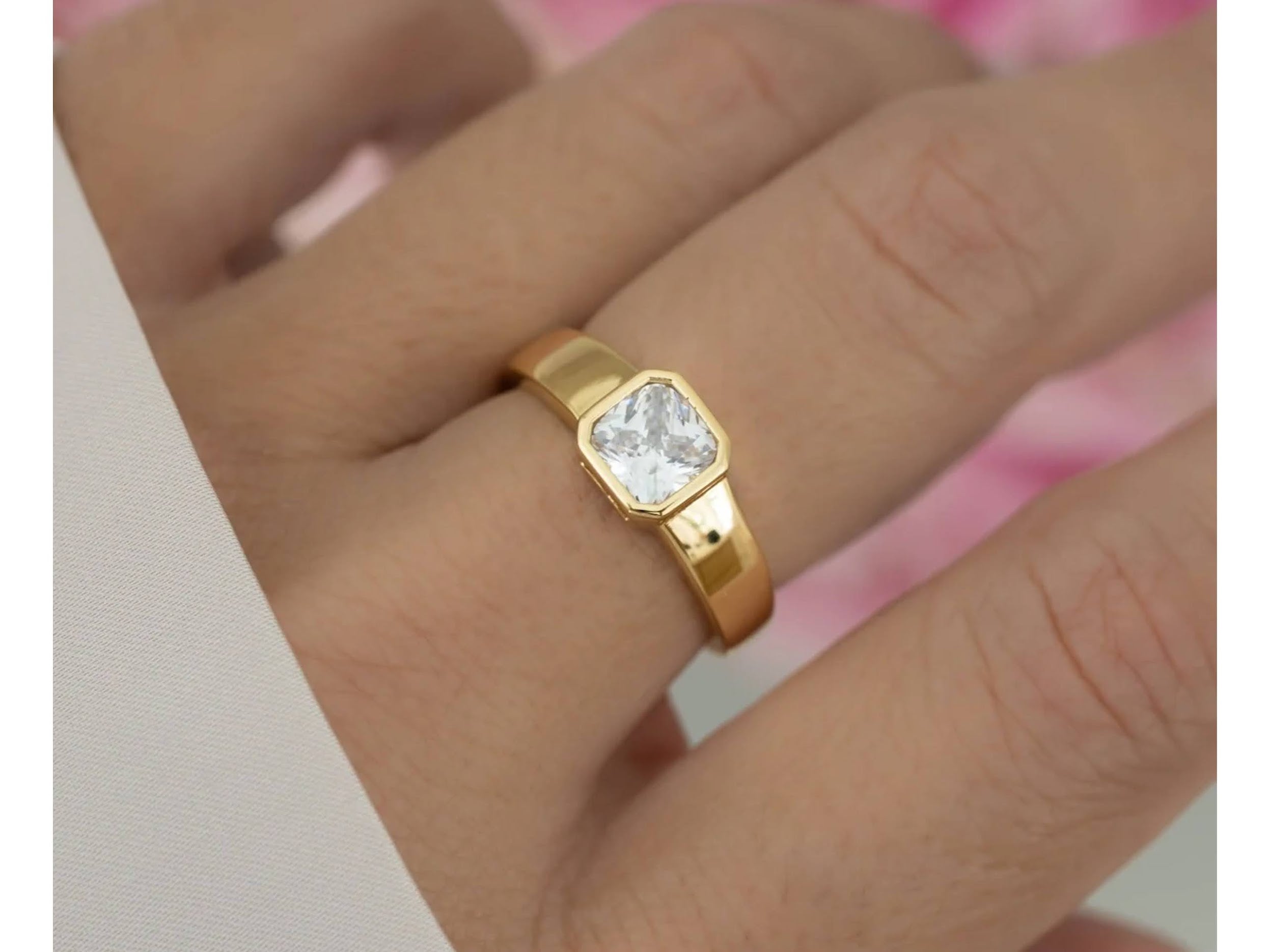 Square CZ Band Ring