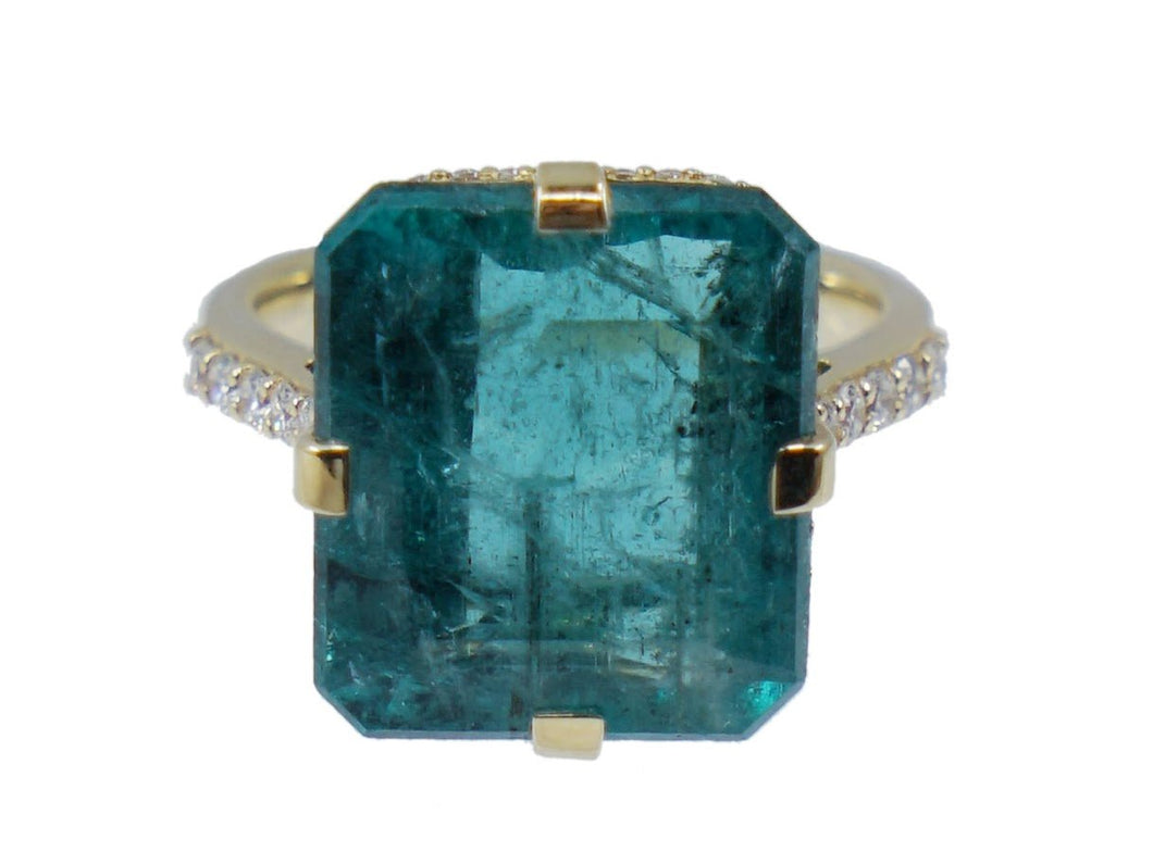 18k Zambian Emerald Ring with Diamonds