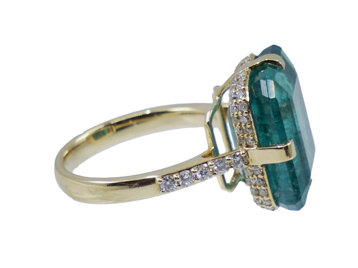 18k Zambian Emerald Ring with Diamonds