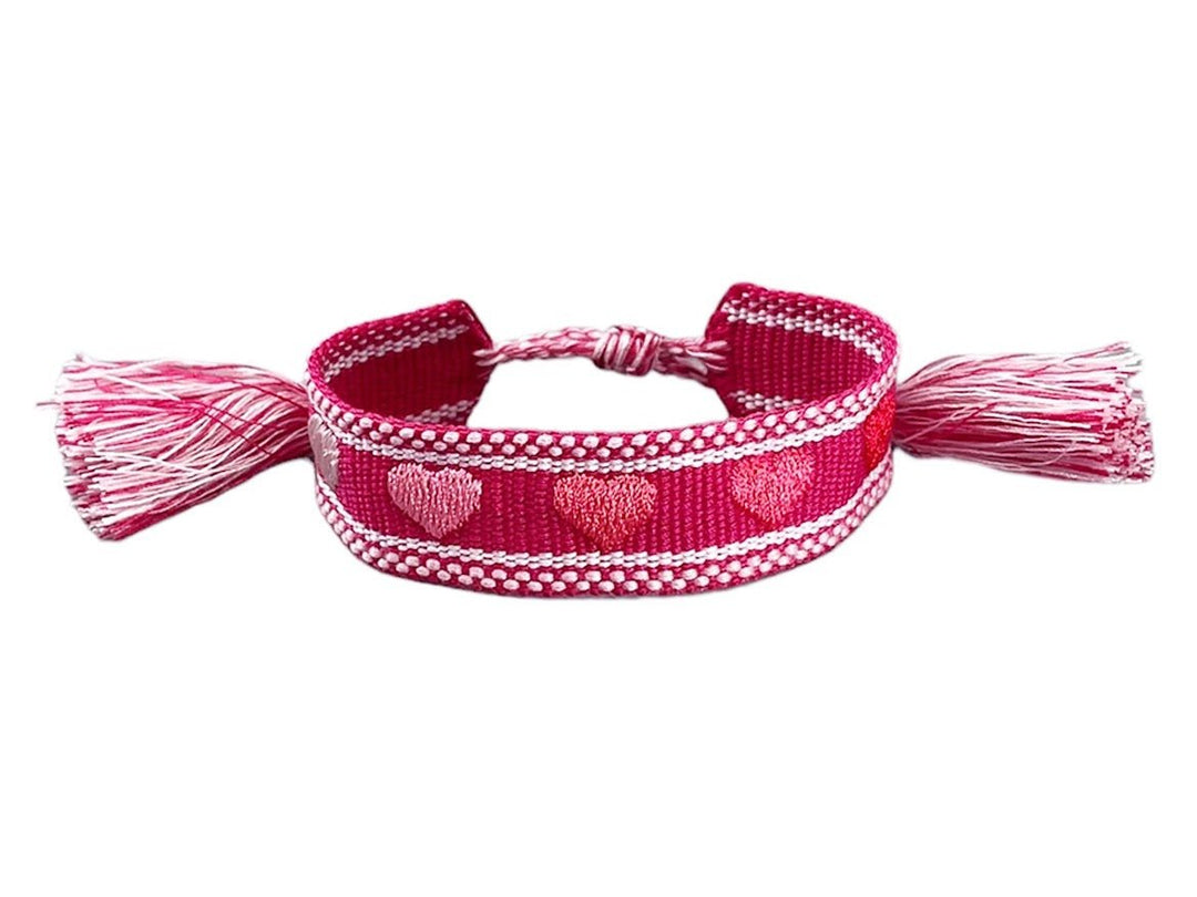 Red Gradient Hearts Woven Bracelet