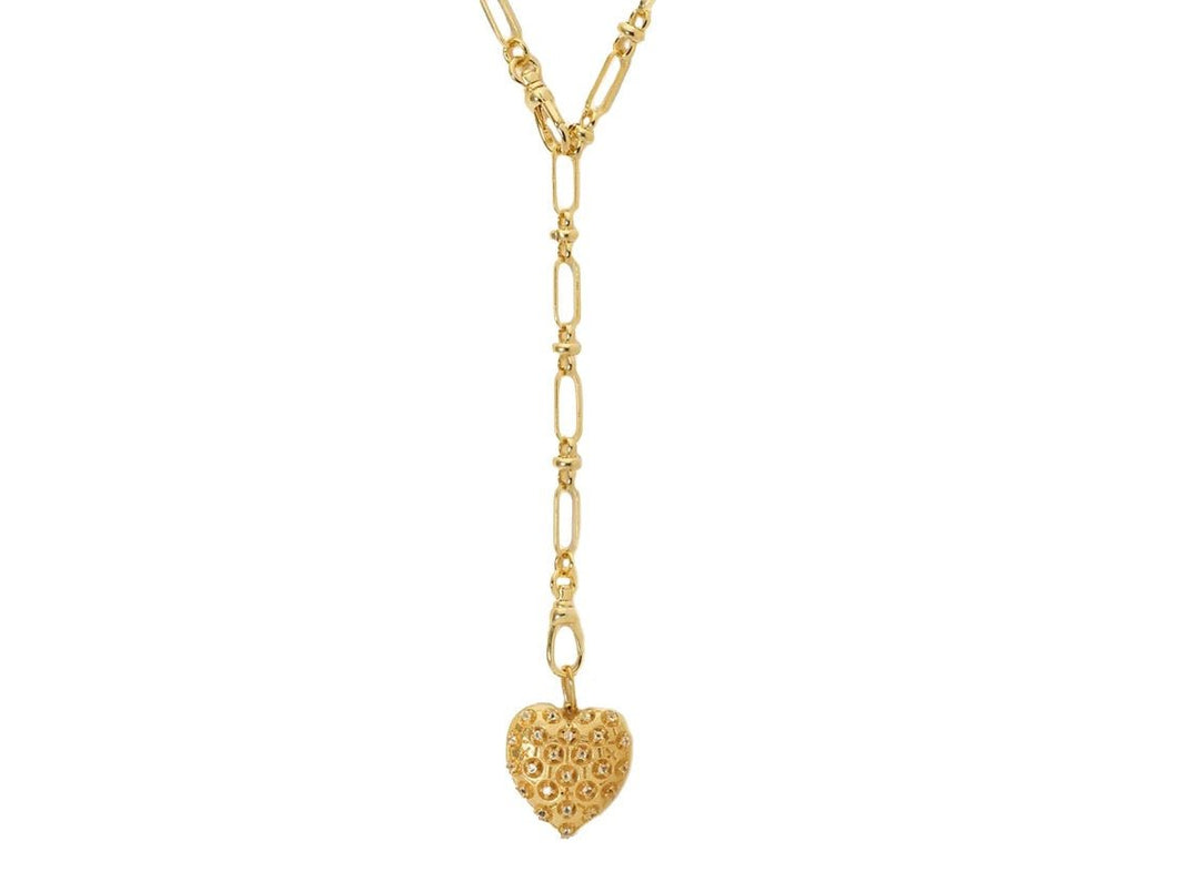 Heart Charm with Yellow Quartz Necklace